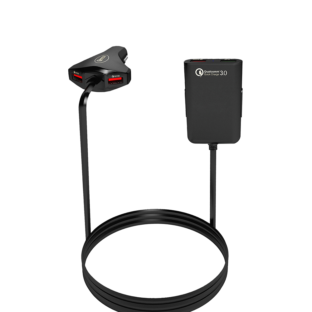 В наличии быстрое зарядное устройство для автомобиля QC 3,0 с 4 USB-портами черного цвета