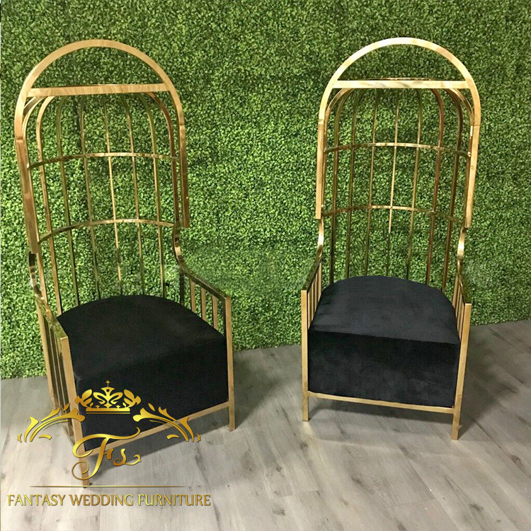 С высокой спинкой Брид клетке золотой купол нержавеющая сталь King Size стулья