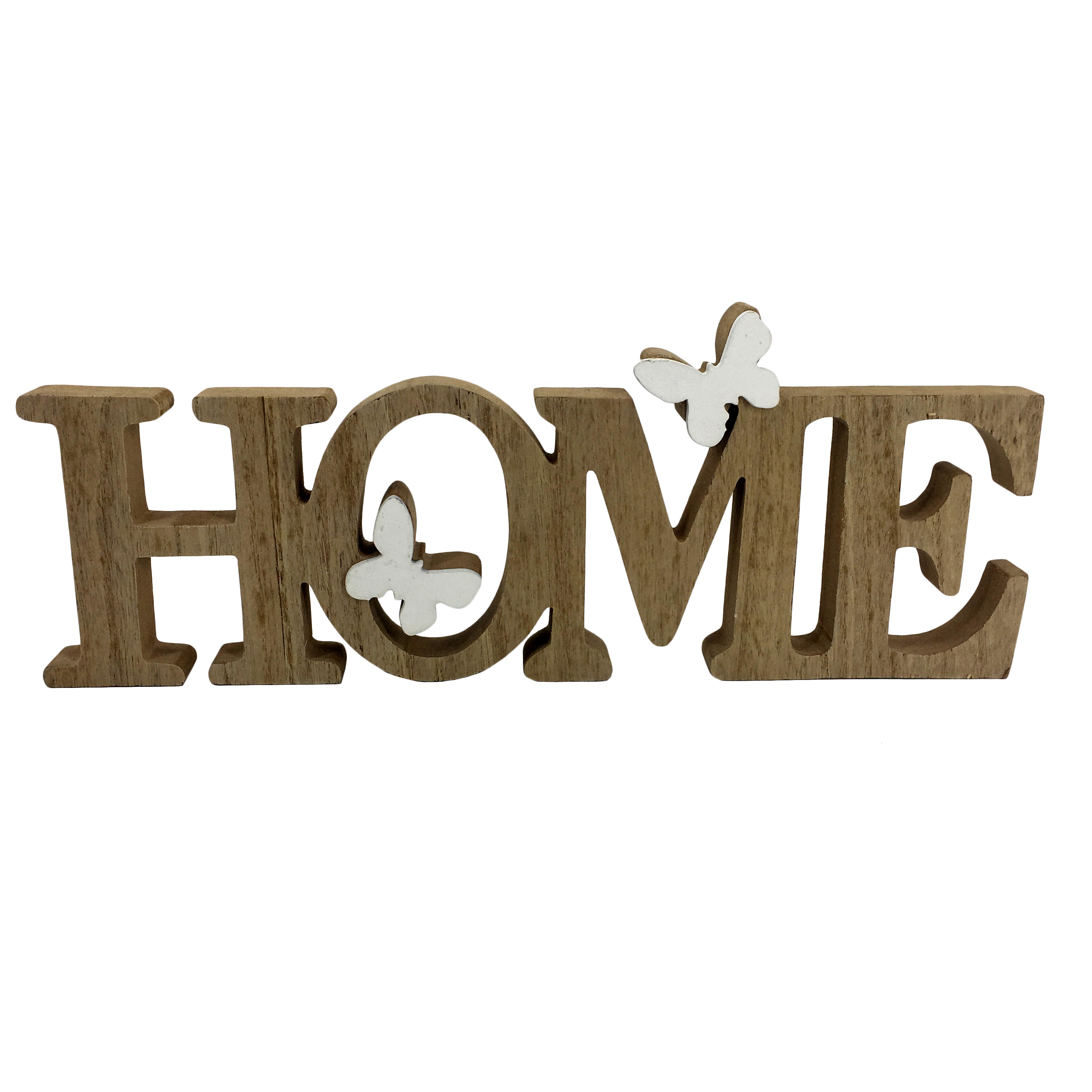 Classical Handmade Cutout 3D Home Table Decoration Craft Small Wooden Standing Words Letter Stand With Butterfly