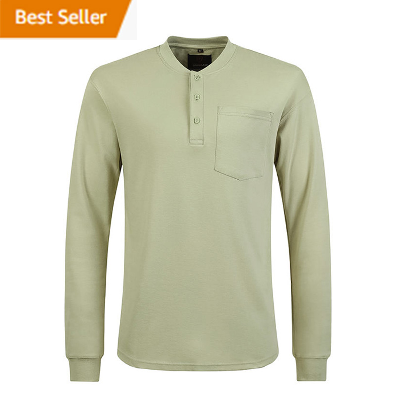 NFPA 2112 / CAT 2 Knit FR Tee Shirt Flame Resistant Safety Work Clothing Welding FRC T-Shirt Fire Retardant Henley Shirt
