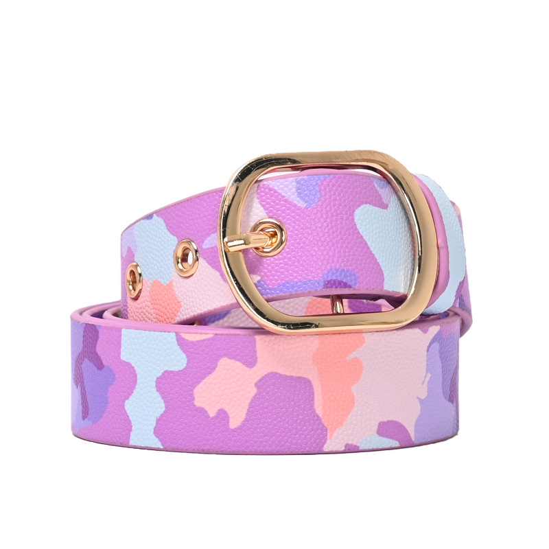 Retro tie-dye new men's and women's needle buckle PU belt autumn and winter fashion simple decorative belt