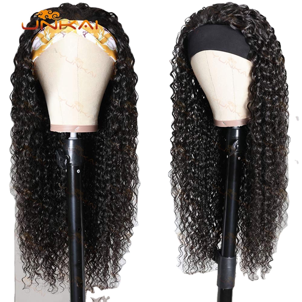 ladies synthetic hair wig Ice silk hair band long curly hair cover headband wig chemical fiber wig cover factory wholesale