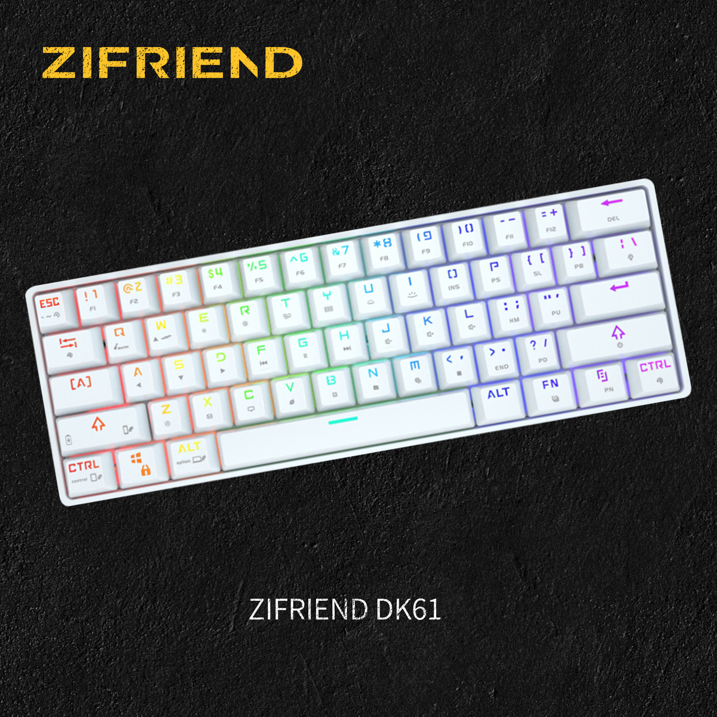 ZF DIY Wireless BT 60% PCB Mini ABS Case RGB 61 Keys Hotswap Membrane Mechanical Keyboard Kit