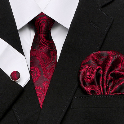 Amazon Hot Sell Men Necktie Set Tie Pocket Square Cufflinks Set Gift Box