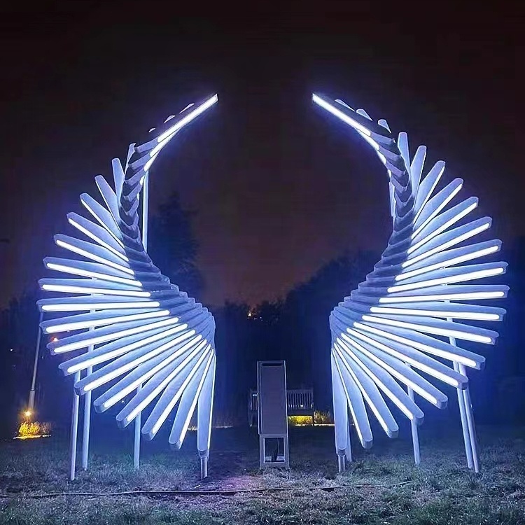 Amusement park interactive props led amgel wing props landscape photo backdrop for event decoration