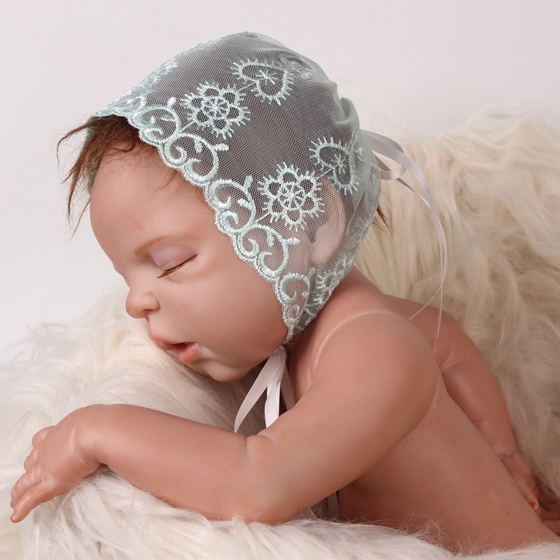 Newborn Photography props Baby Girl Beanie Ribbon Laced Flower Hat