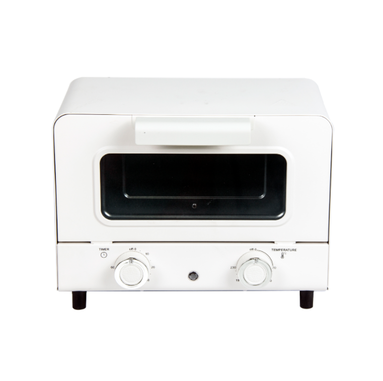 Portable 10L/12L Oven with Wood Grain Handle, Arc Glass Door, 60-Minute Timer, and Up & Down Heating for Versatile Use