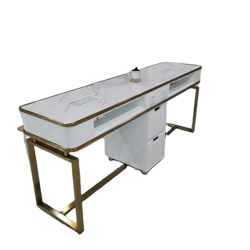 Hot sale manicure table with artificial marble countertop salon equipment