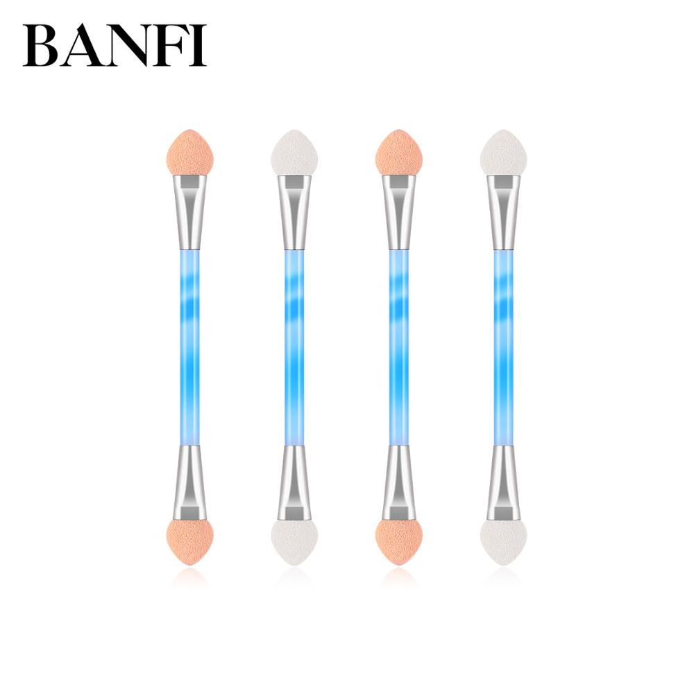 Banfi новый индивидуальный логотип двухцветная Кисть для макияжа глаз с губкой аппликатор для макияжа для леди путешествия