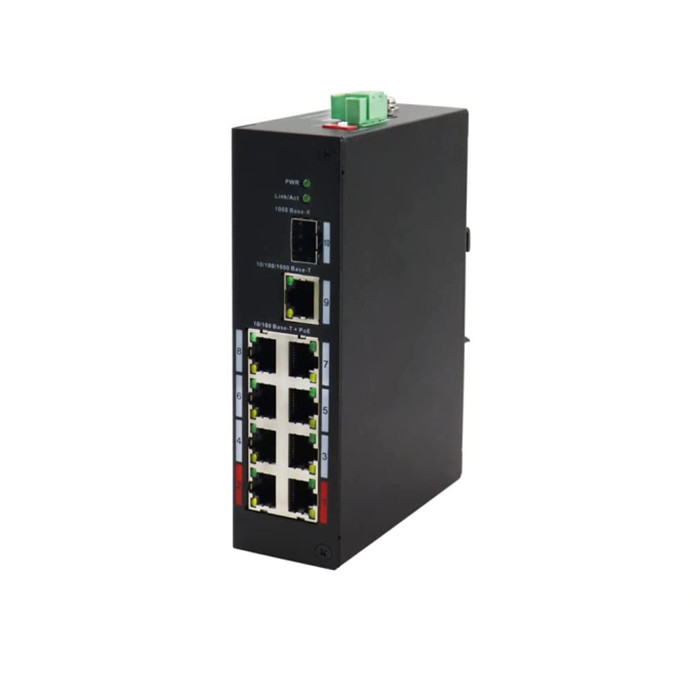 OEM ODM промышленный 8 портов PoE + Промышленный Коммутатор Ethernet на Din-рейке гигабитный Неуправляемый коммутатор PoE 48 - 55 В постоянного тока