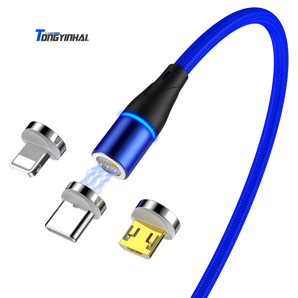 Магнитные кабели Tongyinhai, 1 м (3,3 фута), android, ios, apple, 2 м, QC3.0, 3A, кабель micro usb для быстрой зарядки, позолоченный