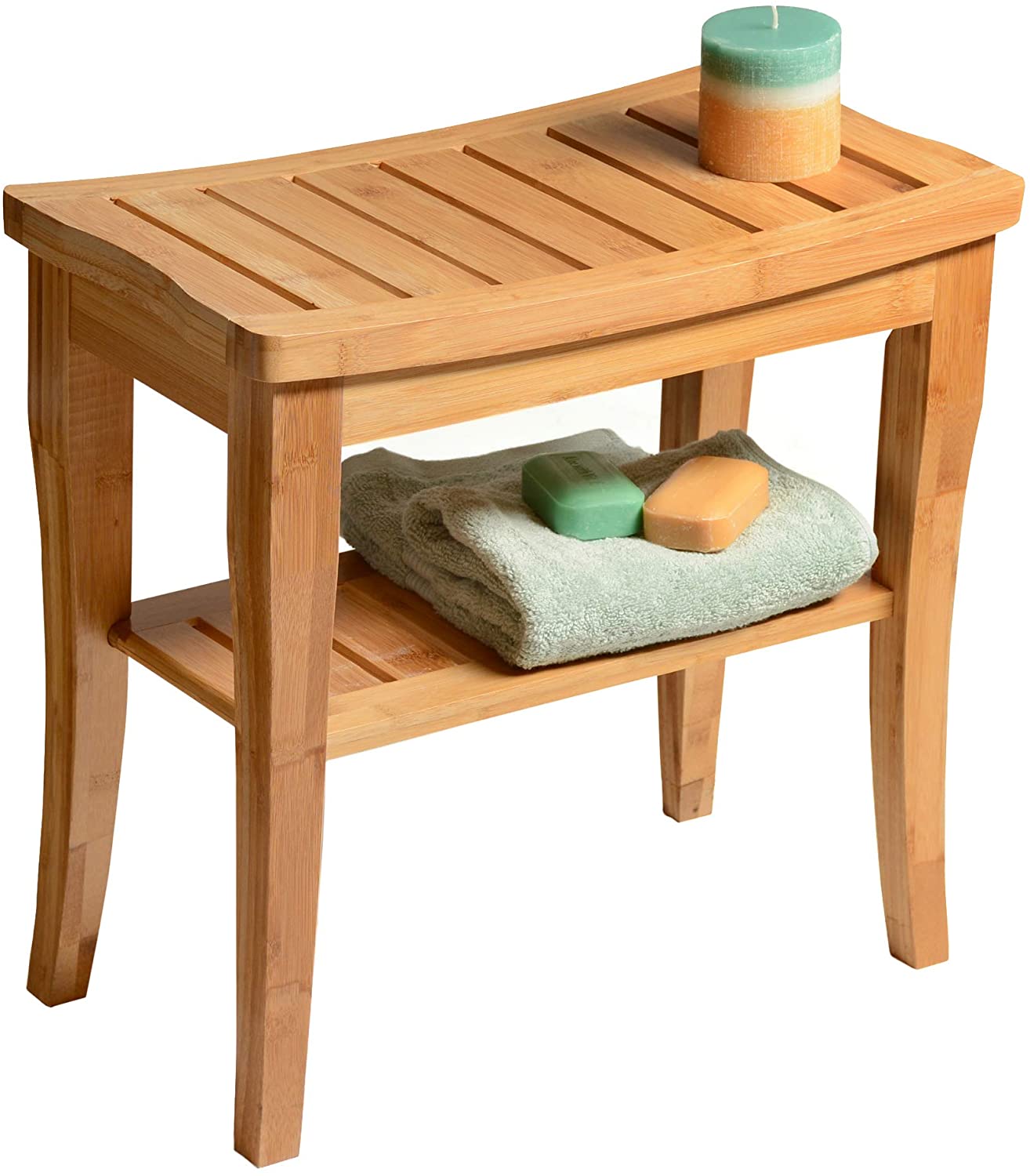 High quality bamboo shower bench wooden with storage rack