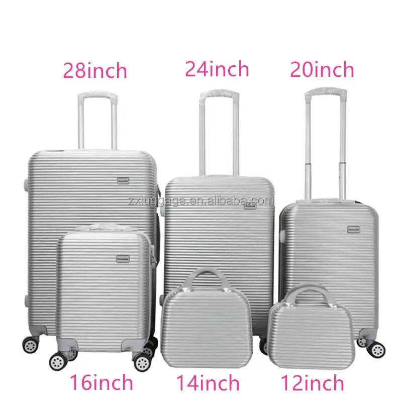 12/14/16/20/24/28 inch guangdong shenzhen light luggage and bags abs 6 pcs set travel suitcase set