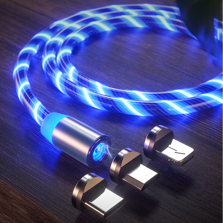 Оптовая продажа, магнитный кабель USB для быстрой зарядки, струящийся светильник, аксессуары для телефона, кабель USB Led, светящийся микро-светильник, кабели для передачи данных