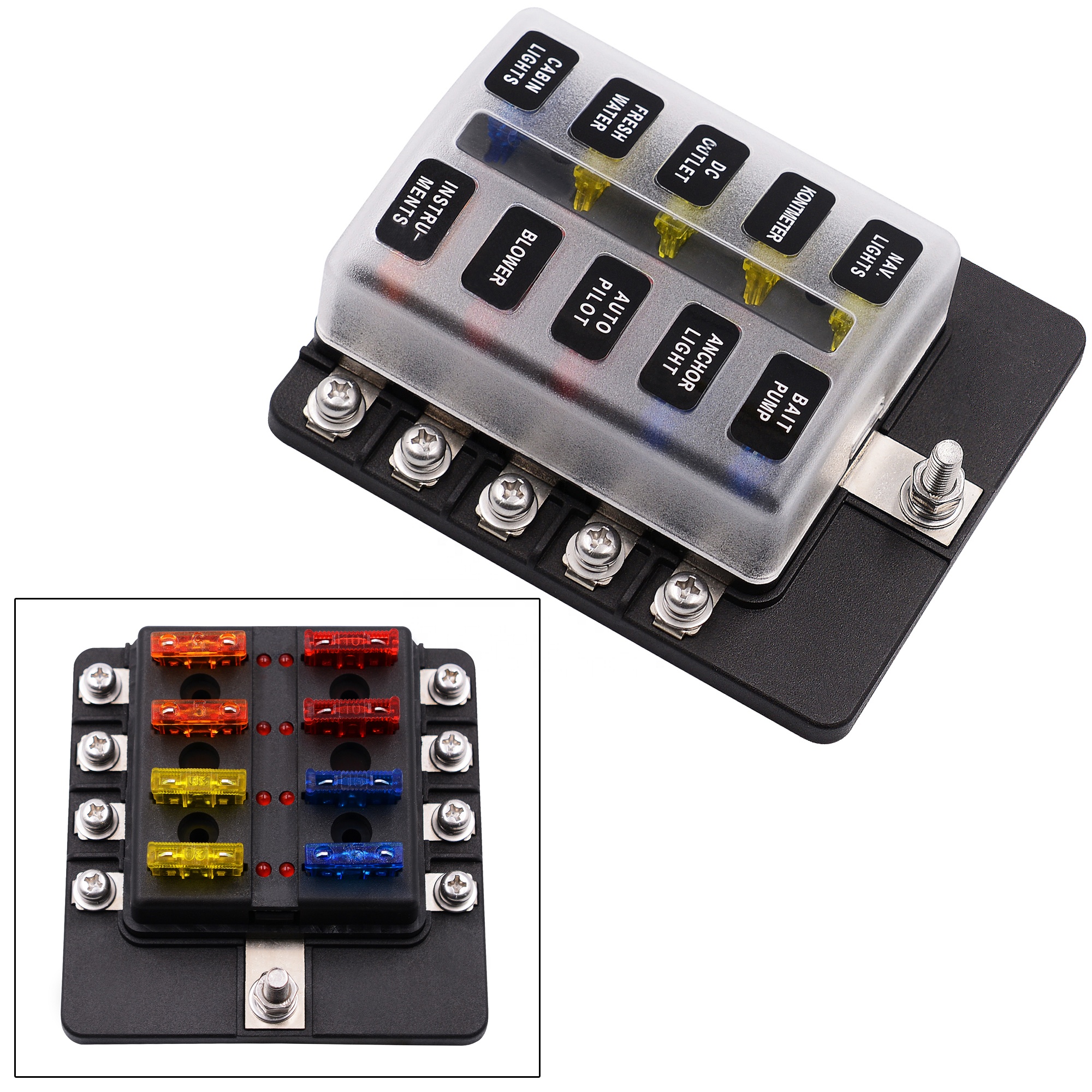 DC32V 10way caja де fusibles автомобильный Грузовик Лодка Яхта винт лезвие предохранителей держатель предохранителя