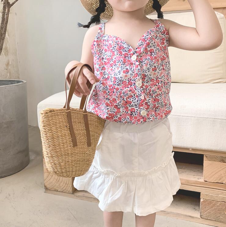 YK0101A Girls floral camisole pure cotton summer base vest children's floral halter vest