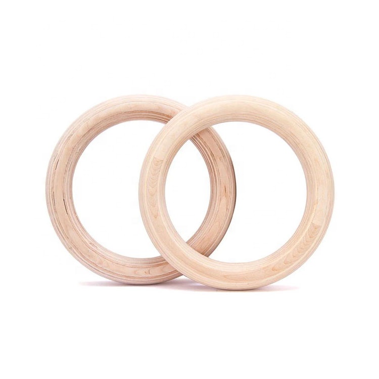 Wholesale cheap Customized Wooden Gymnastic Ring With Nylon Straps