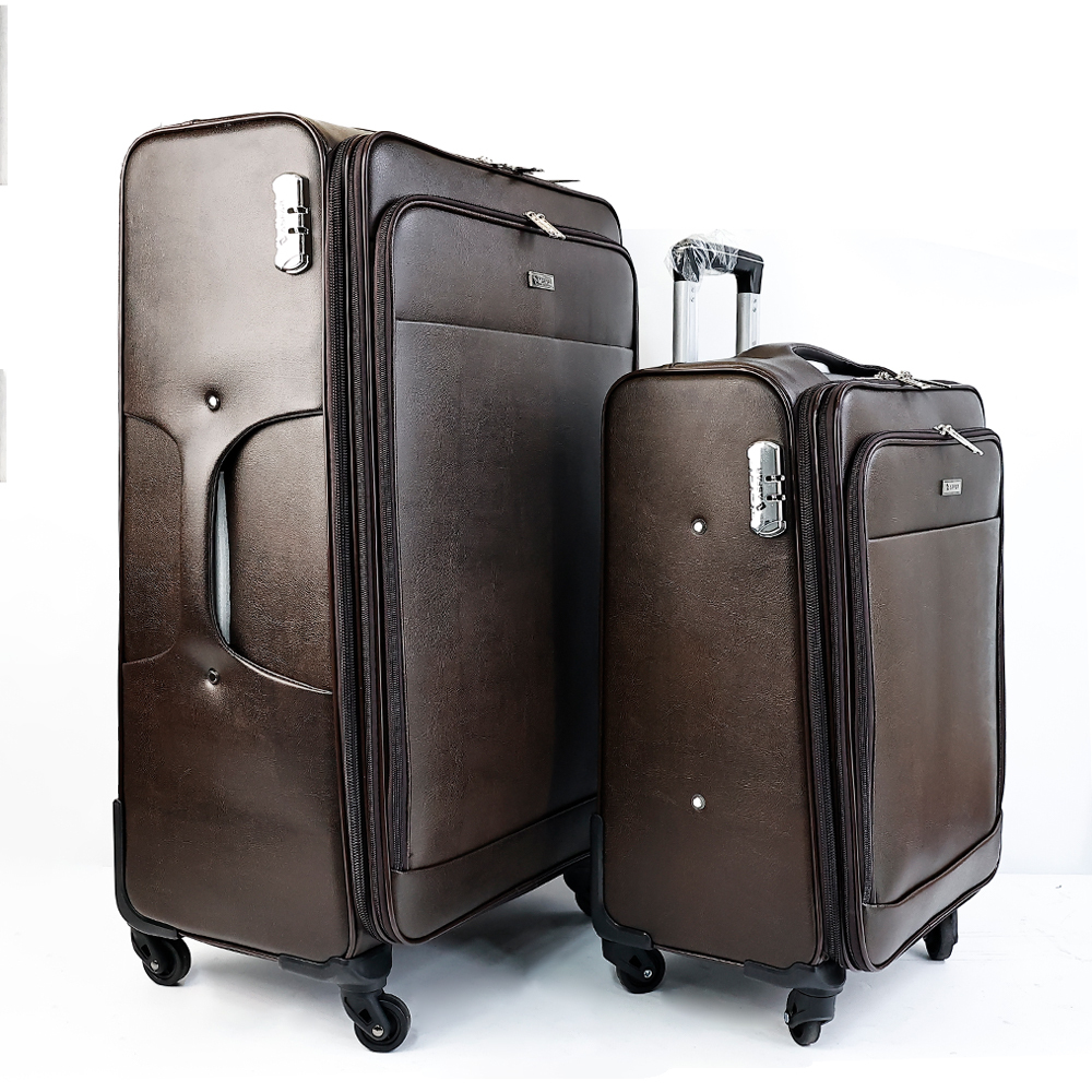 Customizable logo PU leather suitcase 4 semi-finished suitcases for carry-on carry on luggage 22x14x9 airline approved