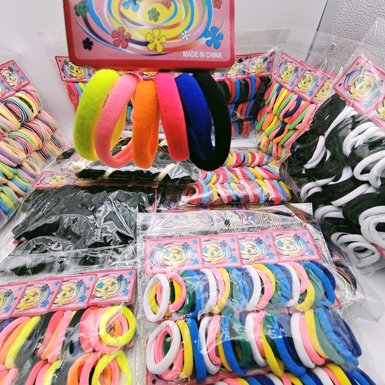 Wholesale Diameter 4.5CM Bagged Elastic Hair Bands 72 Root/Bag Women's Color Polyester Hair Ties