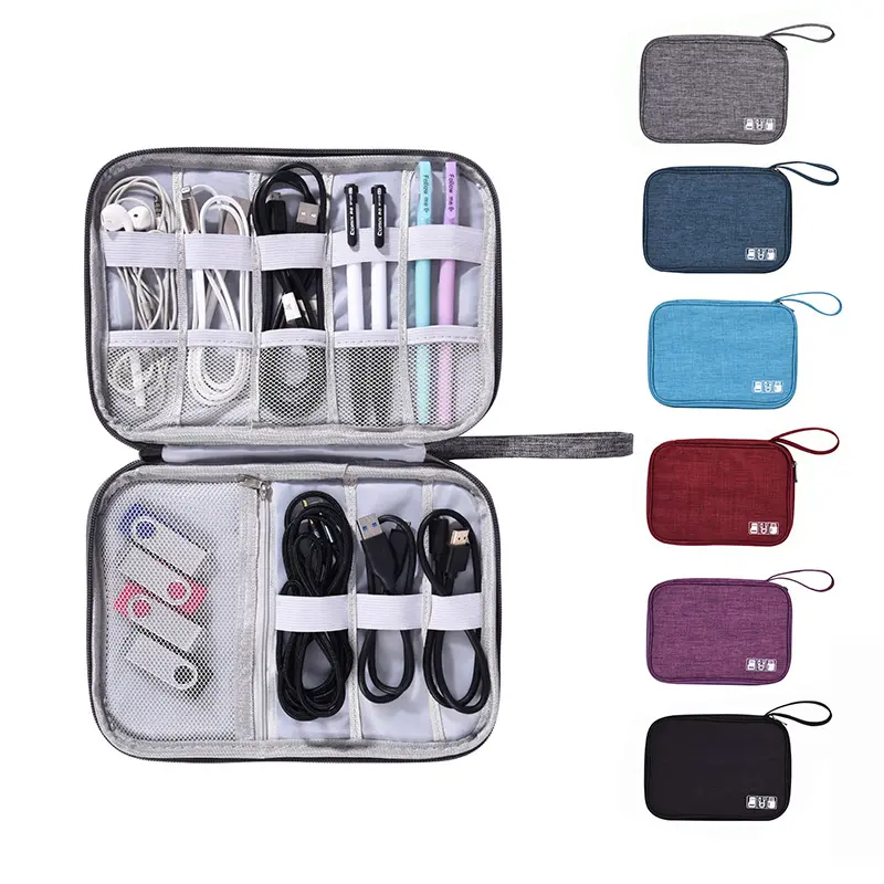 Multifunctional organizer storage bag for the storage of data cables, earphones, chargers, and U disks