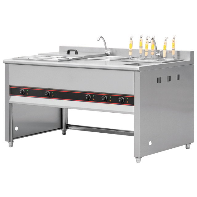 Commercial Stainless Steel Pasta Cooking Station Electric Pasta Cooker with Bain Marie and Sink