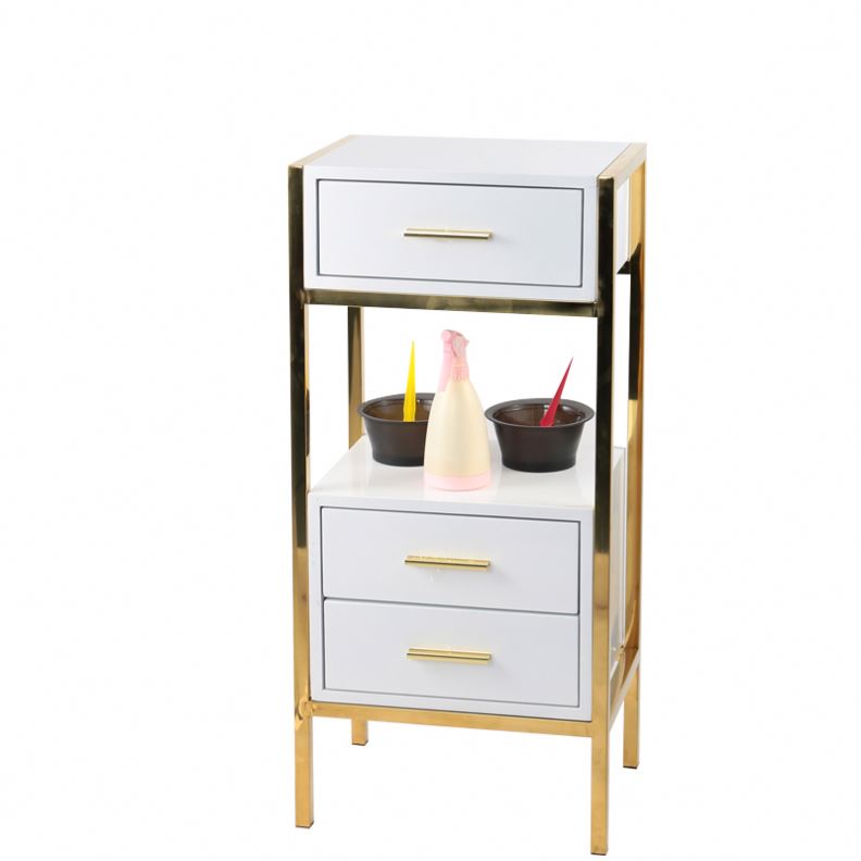 Luxury and elegant Sap trolley gold metal hair salon trolley