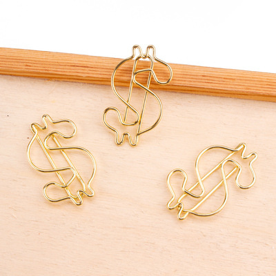 Golden S shape Paper Clip Metal Clips Bookmarks Stationery