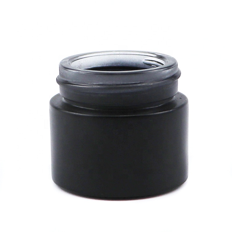 10ml pretty luxury cream jars smoke black matte frosted glass cosmetic jar container 10g black lid plastic with spoon