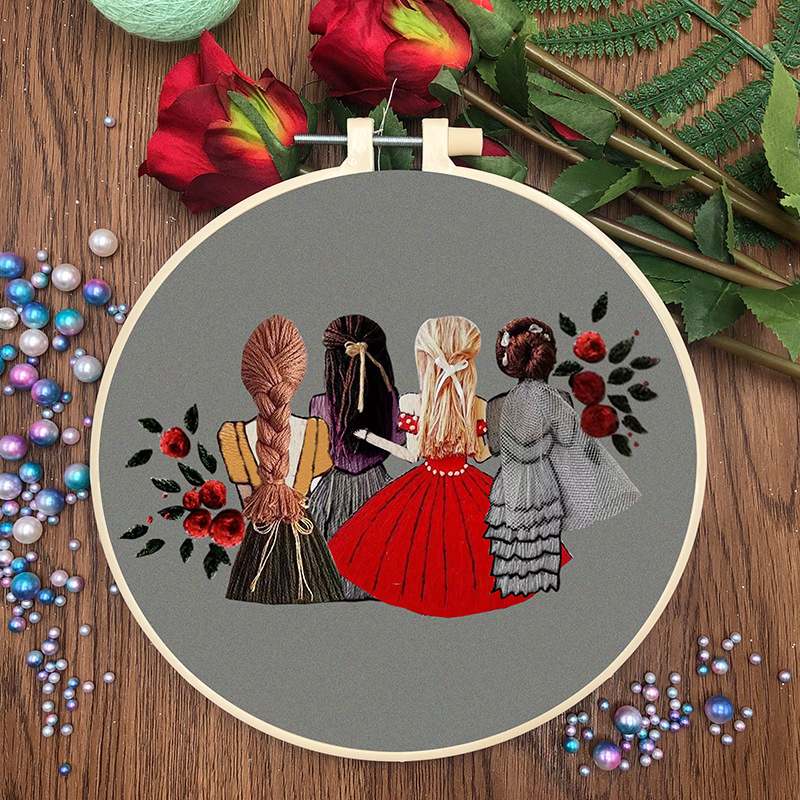 Friends Forever Beginners Embroidery Kit for Adults with Hoop, Thread, Needles, Full Kit, DIY Craft for Beginner