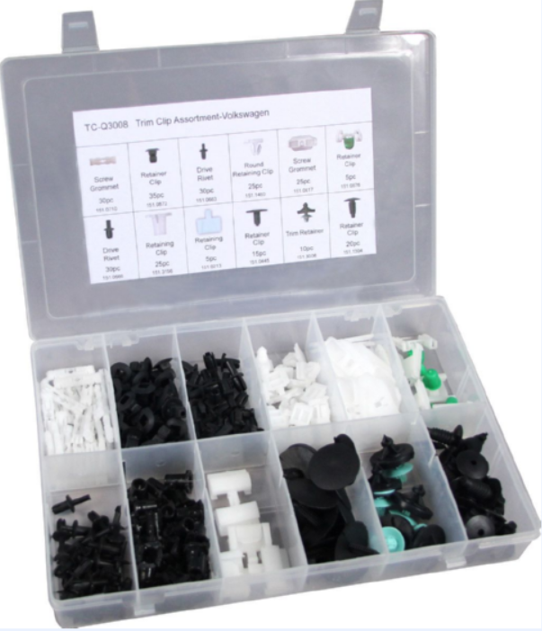 TC-Q3008 plastic staple fastener 255pc assortment kit plastic staple fastener