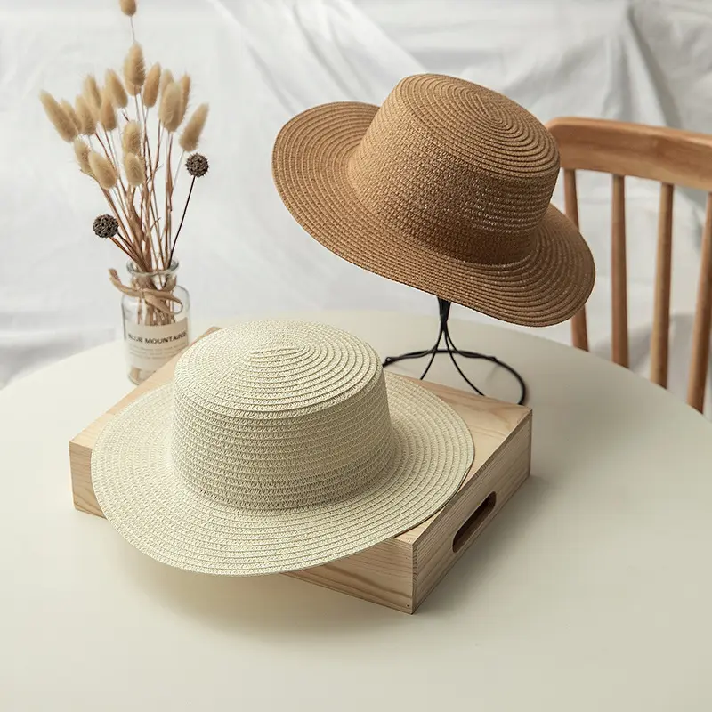 Hot selling solid ladies sun paper panama beach women summer wholesale straw hats