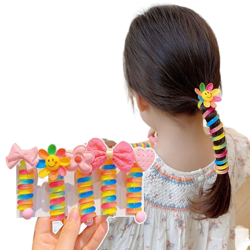 New Arrivals Kids curly phone line hair ties high ponytail non-damaging high elastic hair ties cute rubber band hair accessories