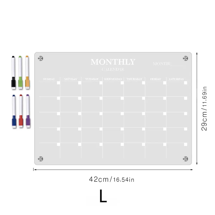 Ikeyword A3 Clear Acrylic Dry Erase Board for Refrigerator, Reusable Magnetic Monthly Planner Whiteboard