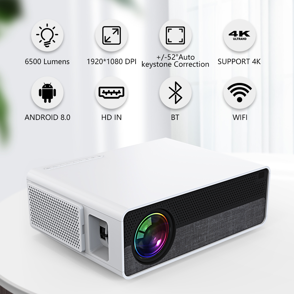 Проектор светодиодный для домашнего кинотеатра, 4K Full HD 1080P, Android 9,0, Wi-Fi, BT, 300 дюйма