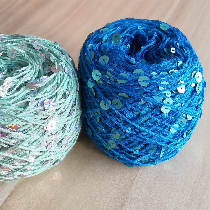 200g Cotton Bead Blended Yarn 3mm+6mm Combed Crochet Sequin Hand-knitted Fancy Yarn