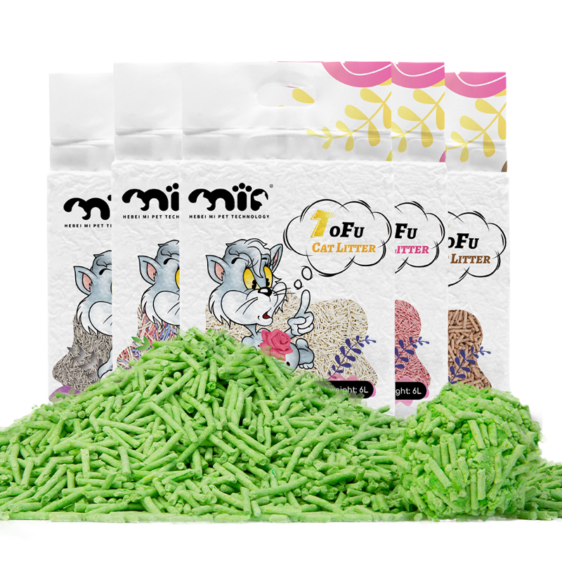 OEM/ODM Tofu Cat Litter Factory Sale Clumping Clean Kitty Sand Blue Bulk Flushable Green Tea Strip Cat Litter Tofu
