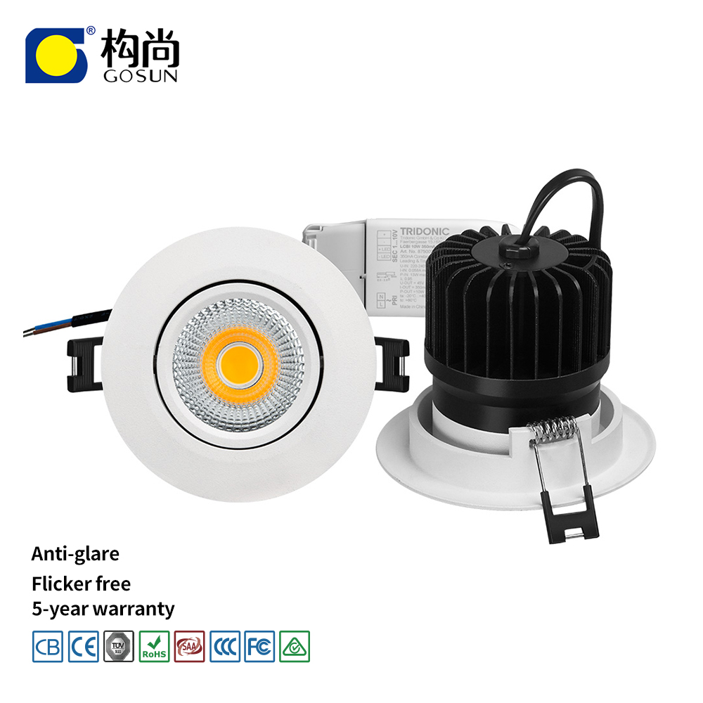 Anti-glare CRI80/90/97 flicker free PF>0.95 5 years warranty 600-650lm recessed 8W led downlight