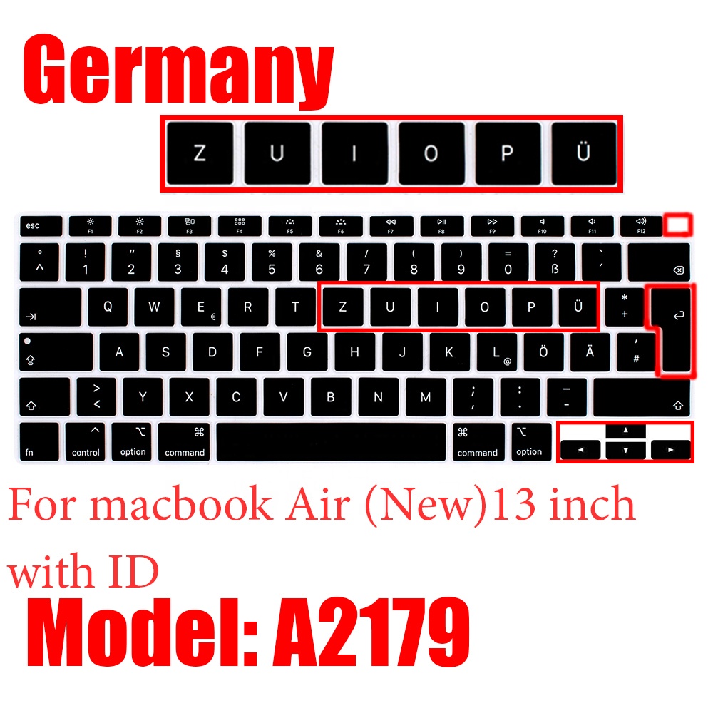 Немецкий силиконовый чехол для ноутбука, чехол для ноутбука macbook air 13 pro15 Touch Bar 11 дюймов, чехол для клавиатуры, пылезащитный силиконовый чехол для клавиатуры