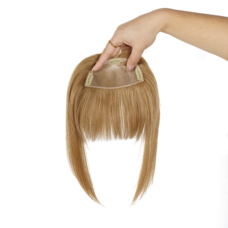 100% Human Hair Clip-In Bangs Blunt Cut Natural Hair Fringe Blonde Clip In Bangs Over Head Clip on Fringe Hair Extension