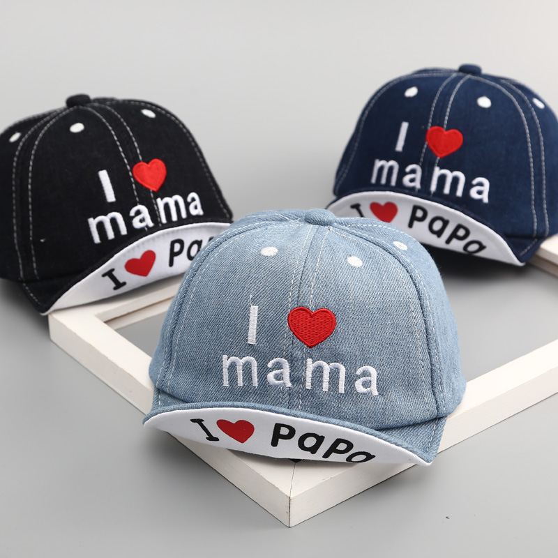 Love mama» и «I Love papa» для детей, из джинсовой ткани, защита от солнца, кепки, бейсболки, кепки шляпы