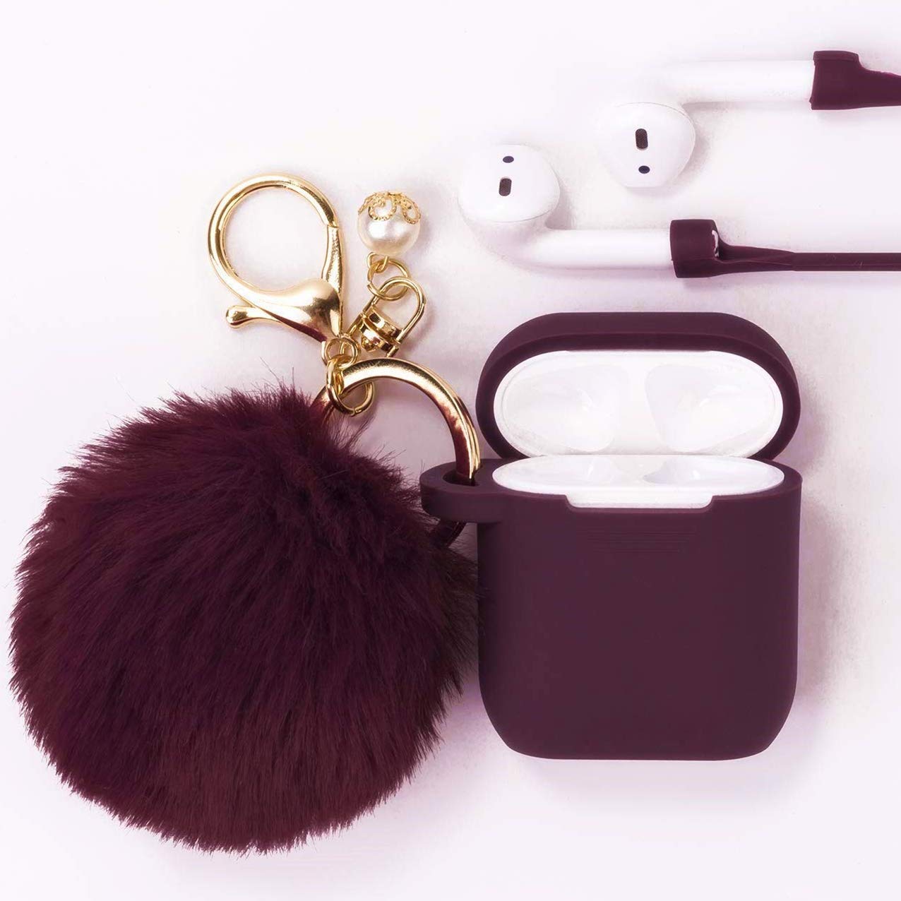 Милый Чехол Air Pods, чехол для Apple Airpods 2 1 поколения, силиконовый чехол, аксессуары, брелок
