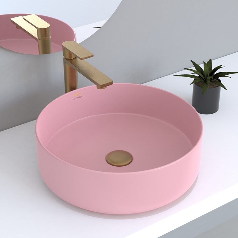 ceramic basin matte pink bathroom sinks Lavatory Vanity Cabinet basin for cabient