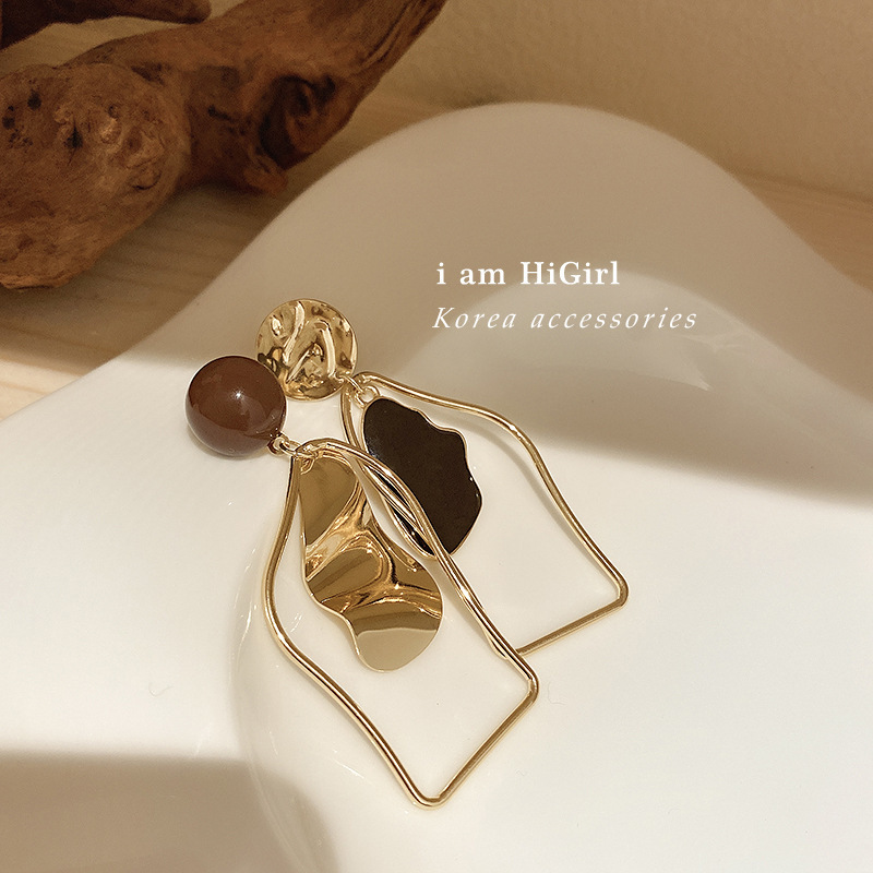Jewelry 925 silver needle irregular oil dripping Earrings female Korean simple fashion asymmetric net red personalized