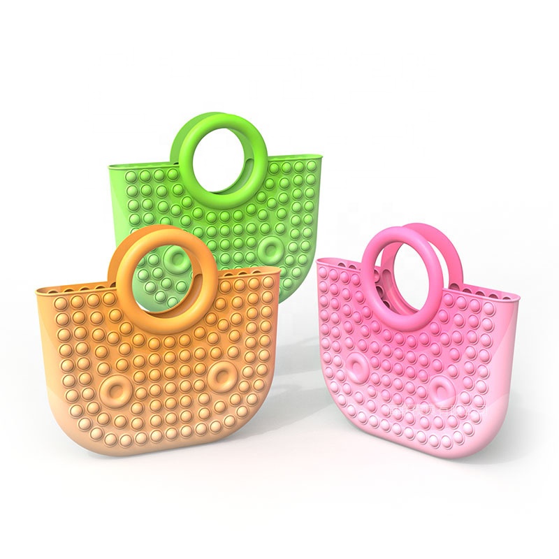 Amazon Hot Product New Style Women Silicon Bubble Handbag Fashion Ladys Pops Bag Zipper Fidget Toy Hand Bag Of Fidget Bag