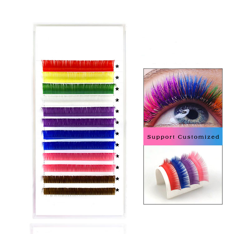 Luxury faux mink mixed color Russian volume eyelashes extensions Halloween Colored lash for lash extension
