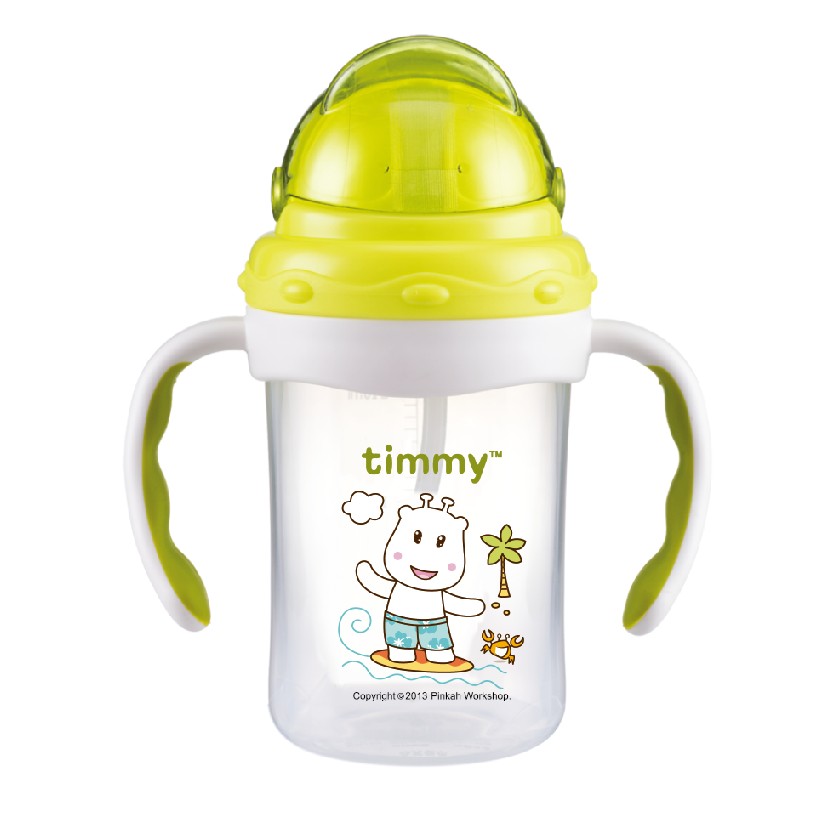 PINKAH plastic cutlery set kids training bottle 320ml leak proof reusable straw lid plastic cup with handle