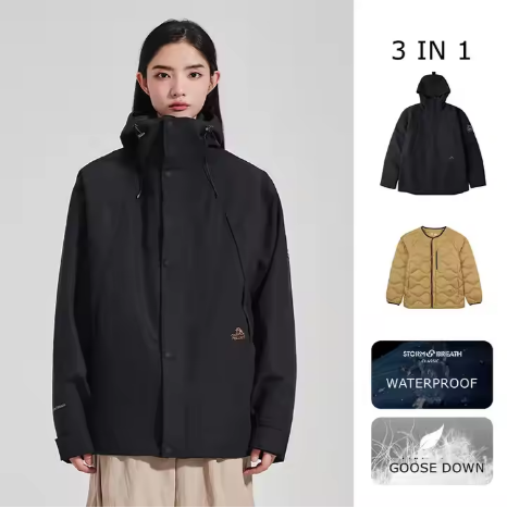 3 in 1 detachable down Insulated Plus Size camping Windproof Goose Down Liner outdoor winter women waterproof jacket