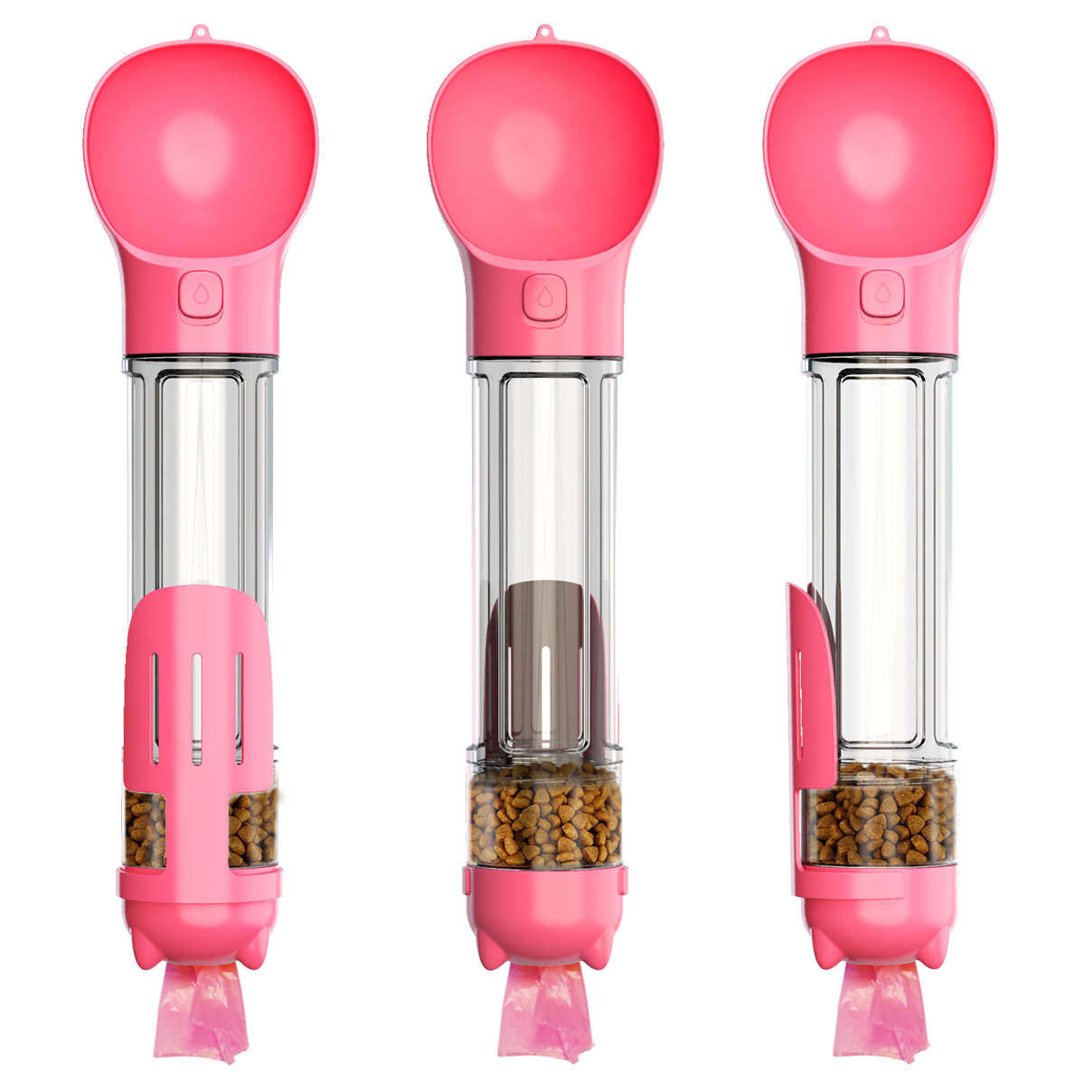 LoreWin 4 IN 1 MULTI-FOUNCTIONS PET DOG TRAVEL BOTTLE W/ FOOD BOWL & POOPBAG & SHOVEL 500ML 17OZ