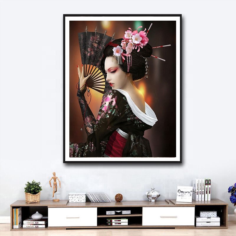 Painting Modern Art High Quality Hot Selling Decorative Wall Decoration Canvas Japanese Culture Portrait Diamond Paintin