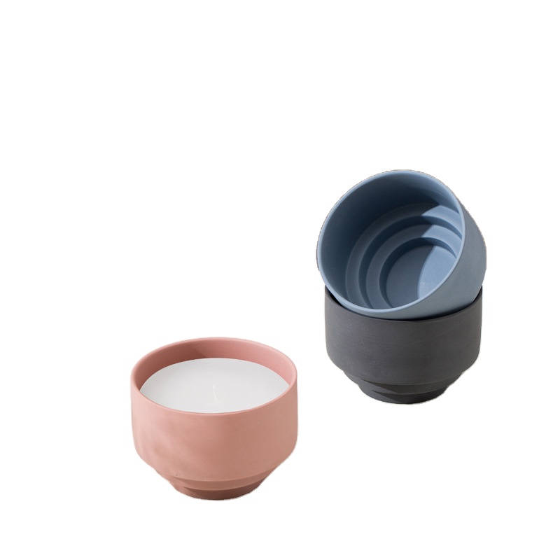 New design 300ml Empty round home decoration Matte Ceramic Candle Holder candle container